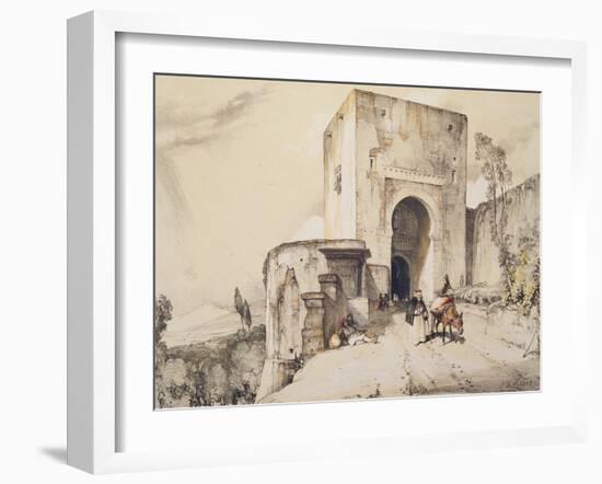 Gate of Justice (Puerta De Justitia), from 'Sketches and Drawings of the Alhambra', 1835-John Frederick Lewis-Framed Giclee Print