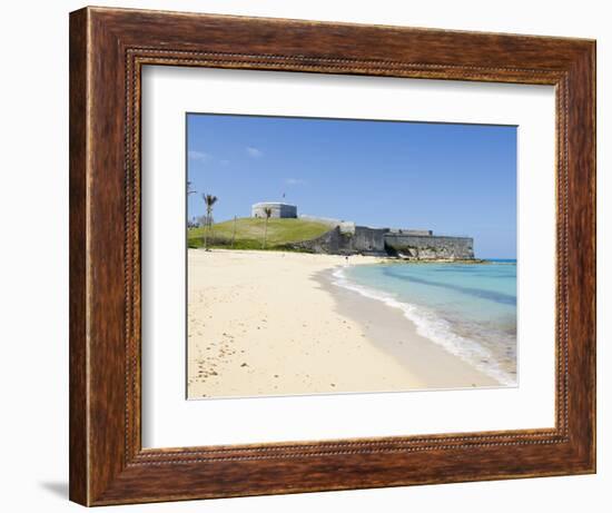 Gate's Bay (St. Catherine's Beach) With Fort St. Catherine in Background, Bermuda-Michael DeFreitas-Framed Photographic Print