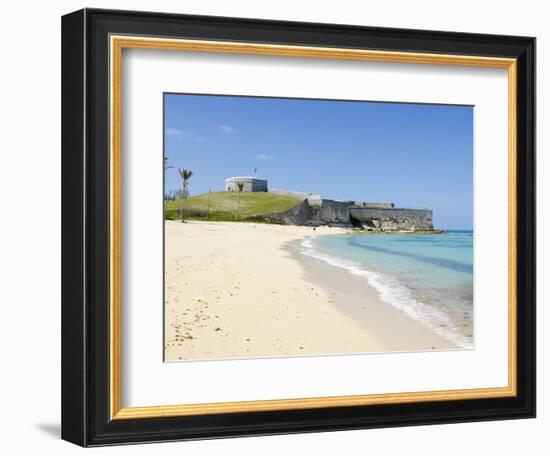 Gate's Bay (St. Catherine's Beach) With Fort St. Catherine in Background, Bermuda-Michael DeFreitas-Framed Photographic Print