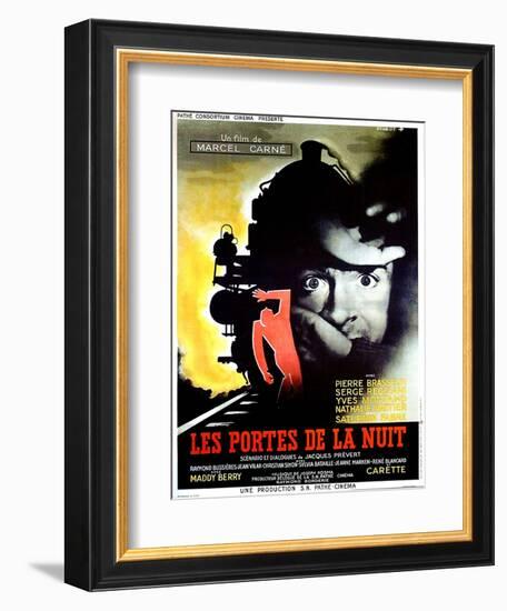 Gates of the Night, (aka Les Portes de la Nuit), French poster, Yves Montand, 1946-null-Framed Premium Giclee Print