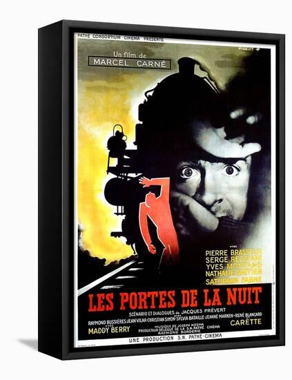 Gates of the Night, (aka Les Portes de la Nuit), French poster, Yves Montand, 1946-null-Framed Stretched Canvas