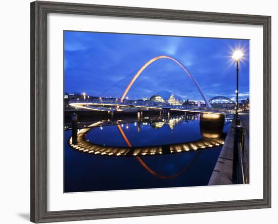 Gateshead Millennium Bridge and the Sage at Dusk, Newcastle, Tyne and Wear, England, United Kingdom-Mark Sunderland-Framed Photographic Print