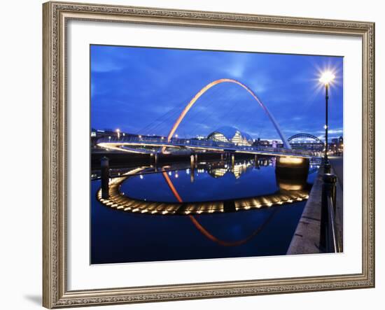 Gateshead Millennium Bridge and the Sage at Dusk, Newcastle, Tyne and Wear, England, United Kingdom-Mark Sunderland-Framed Photographic Print