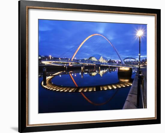 Gateshead Millennium Bridge and the Sage at Dusk, Newcastle, Tyne and Wear, England, United Kingdom-Mark Sunderland-Framed Photographic Print