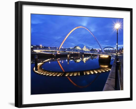 Gateshead Millennium Bridge and the Sage at Dusk, Newcastle, Tyne and Wear, England, United Kingdom-Mark Sunderland-Framed Photographic Print