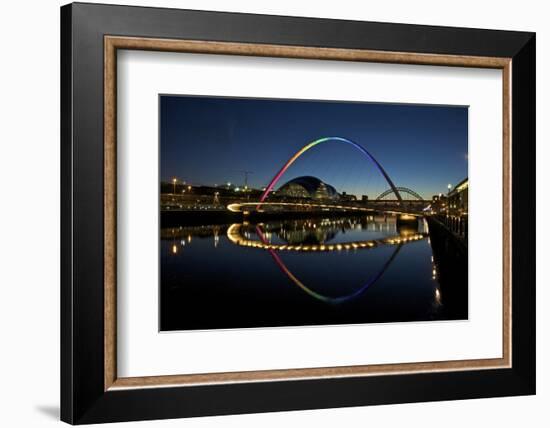 Gateshead Quays with Sage Gateshead and Millennium Bridge at Night-Peter Barritt-Framed Photographic Print