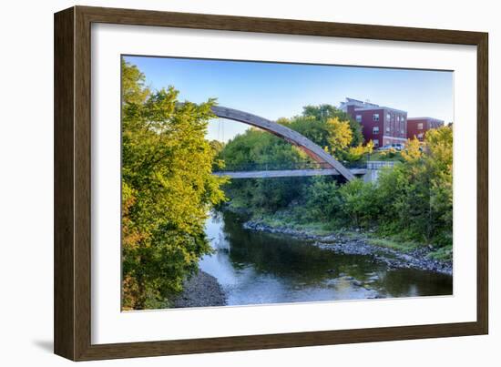 Gateway Crossing Pedestrian Bridge Spans the Meduxnekeag River in Houlton, Maine. Hdr-Jerry and Marcy Monkman-Framed Photographic Print