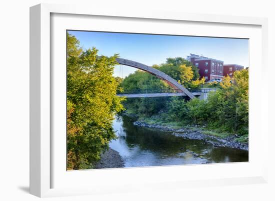 Gateway Crossing Pedestrian Bridge Spans the Meduxnekeag River in Houlton, Maine. Hdr-Jerry and Marcy Monkman-Framed Photographic Print