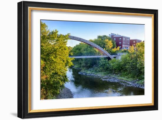 Gateway Crossing Pedestrian Bridge Spans the Meduxnekeag River in Houlton, Maine. Hdr-Jerry and Marcy Monkman-Framed Photographic Print