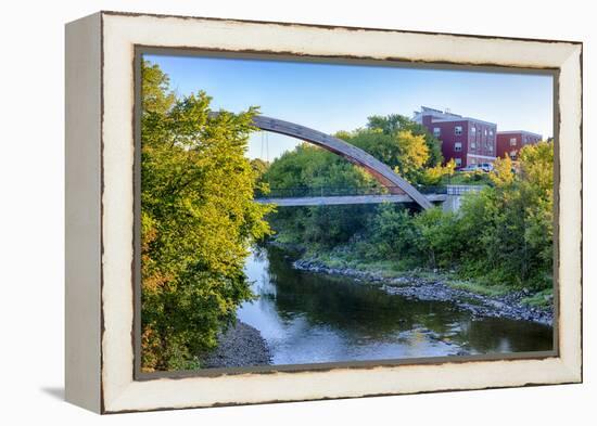 Gateway Crossing Pedestrian Bridge Spans the Meduxnekeag River in Houlton, Maine. Hdr-Jerry and Marcy Monkman-Framed Premier Image Canvas