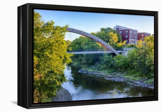 Gateway Crossing Pedestrian Bridge Spans the Meduxnekeag River in Houlton, Maine. Hdr-Jerry and Marcy Monkman-Framed Premier Image Canvas