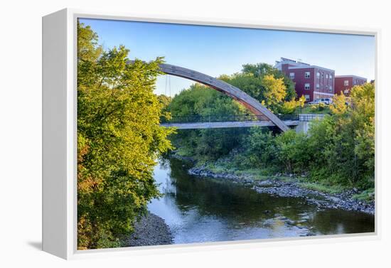 Gateway Crossing Pedestrian Bridge Spans the Meduxnekeag River in Houlton, Maine. Hdr-Jerry and Marcy Monkman-Framed Premier Image Canvas