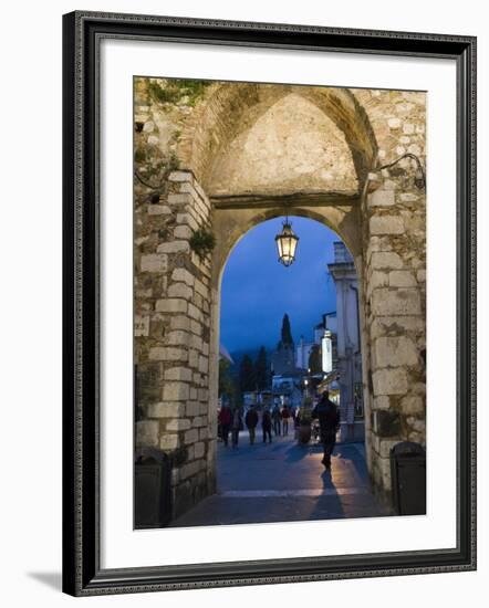 Gateway into Town at Night, Taormina, Sicily, Italy, Europe-Martin Child-Framed Photographic Print