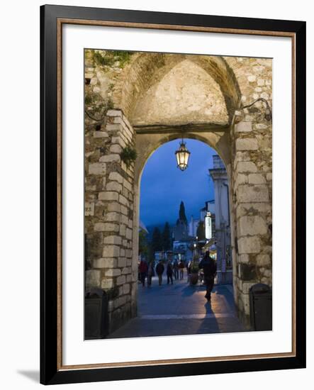 Gateway into Town at Night, Taormina, Sicily, Italy, Europe-Martin Child-Framed Photographic Print