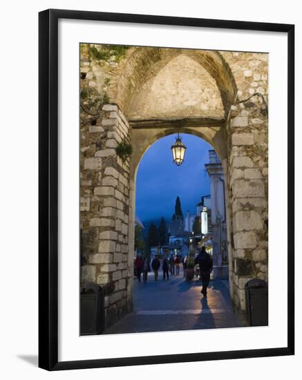 Gateway into Town at Night, Taormina, Sicily, Italy, Europe-Martin Child-Framed Photographic Print