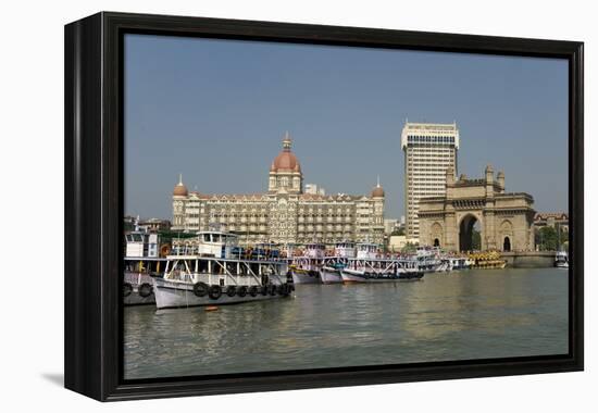 Gateway of India on the Dockside Beside the Taj Mahal Hotel, Mumbai, India, Asia-Tony Waltham-Framed Premier Image Canvas