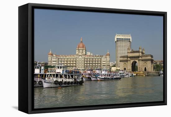 Gateway of India on the Dockside Beside the Taj Mahal Hotel, Mumbai, India, Asia-Tony Waltham-Framed Premier Image Canvas