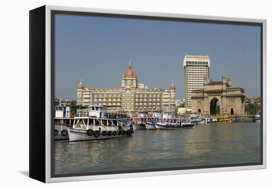 Gateway of India on the Dockside Beside the Taj Mahal Hotel, Mumbai, India, Asia-Tony Waltham-Framed Premier Image Canvas