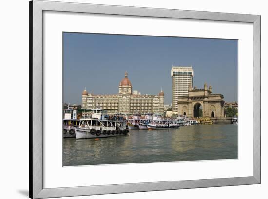 Gateway of India on the Dockside Beside the Taj Mahal Hotel, Mumbai, India, Asia-Tony Waltham-Framed Photographic Print