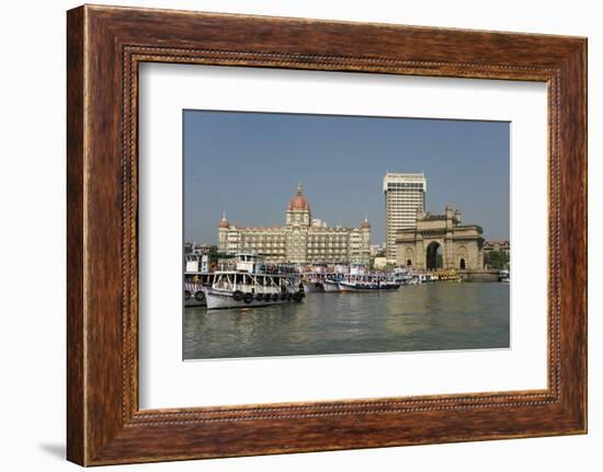 Gateway of India on the Dockside Beside the Taj Mahal Hotel, Mumbai, India, Asia-Tony Waltham-Framed Photographic Print