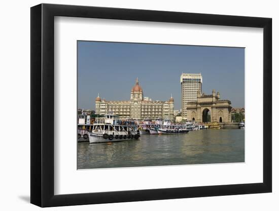 Gateway of India on the Dockside Beside the Taj Mahal Hotel, Mumbai, India, Asia-Tony Waltham-Framed Photographic Print