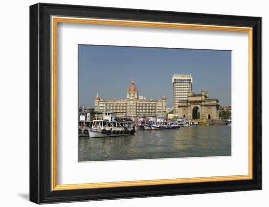 Gateway of India on the Dockside Beside the Taj Mahal Hotel, Mumbai, India, Asia-Tony Waltham-Framed Photographic Print