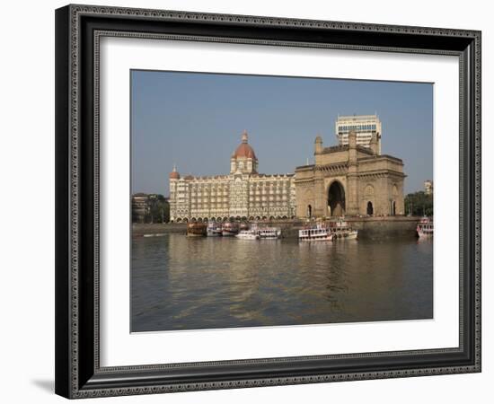 Gateway of India with Taj Mahal Palace and Tower Hotel in the background, Colaba, Mumbai, Mahara...-null-Framed Photographic Print