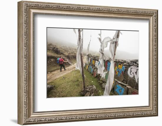Gateway to Nepal with Flags and Buddhist Inscriptions Near the Village of Tumling, Nepal-Roberto Moiola-Framed Photographic Print