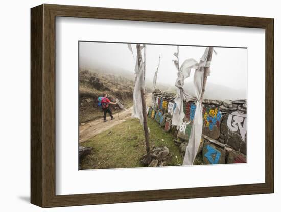 Gateway to Nepal with Flags and Buddhist Inscriptions Near the Village of Tumling, Nepal-Roberto Moiola-Framed Photographic Print