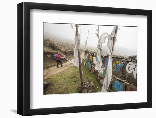 Gateway to Nepal with Flags and Buddhist Inscriptions Near the Village of Tumling, Nepal-Roberto Moiola-Framed Photographic Print