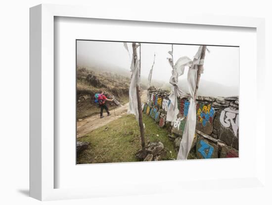 Gateway to Nepal with Flags and Buddhist Inscriptions Near the Village of Tumling, Nepal-Roberto Moiola-Framed Photographic Print