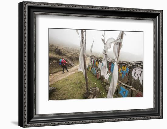 Gateway to Nepal with Flags and Buddhist Inscriptions Near the Village of Tumling, Nepal-Roberto Moiola-Framed Photographic Print