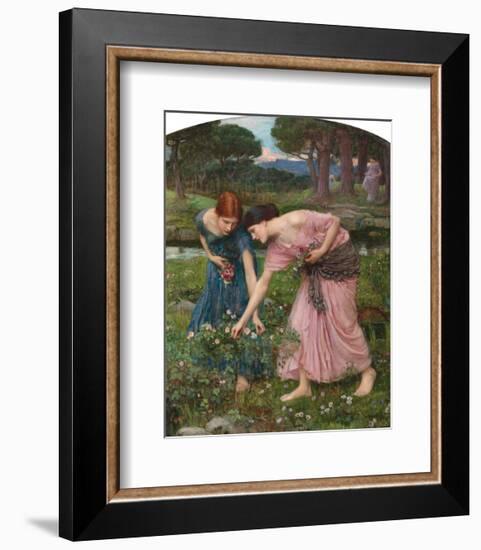 Gather Ye Rosebuds-J^W^ Waterhouse-Framed Art Print