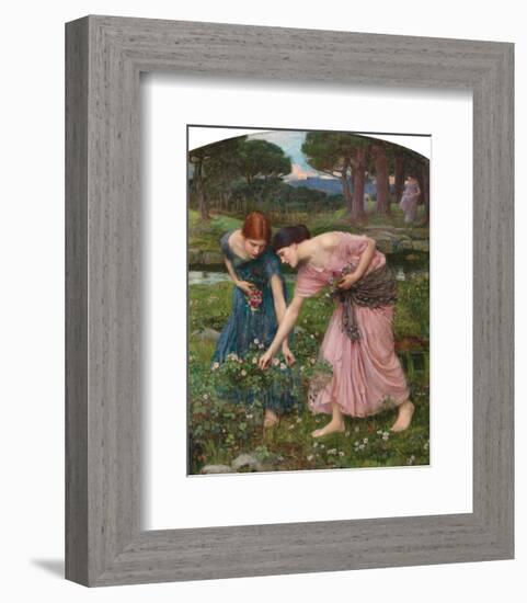 Gather Ye Rosebuds-J^W^ Waterhouse-Framed Art Print