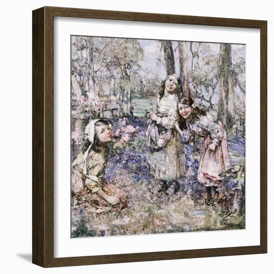 Gathering Bluebells, 1909-Edward Atkinson Hornel-Framed Giclee Print