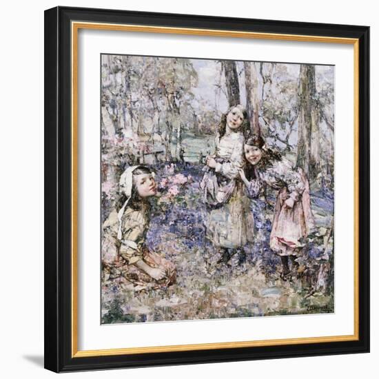 Gathering Bluebells, 1909-Edward Atkinson Hornel-Framed Giclee Print