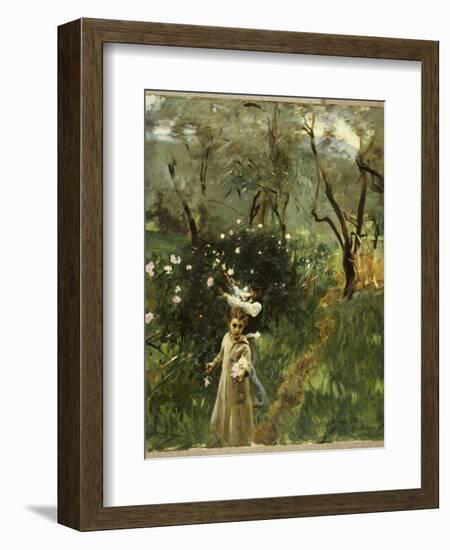 Gathering Flowers at Twilight-John Singer Sargent-Framed Giclee Print