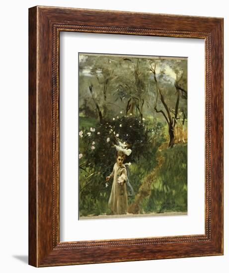 Gathering Flowers at Twilight-John Singer Sargent-Framed Giclee Print