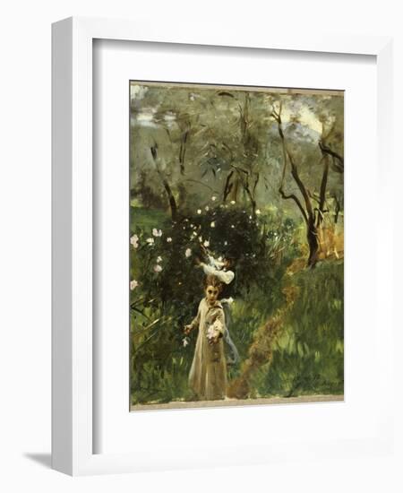 Gathering Flowers at Twilight-John Singer Sargent-Framed Giclee Print