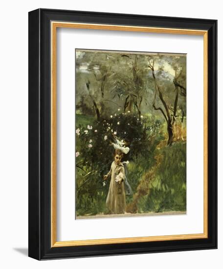 Gathering Flowers at Twilight-John Singer Sargent-Framed Giclee Print