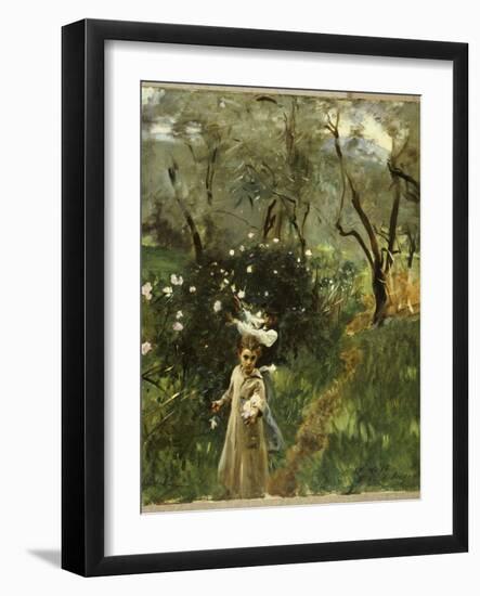 Gathering Flowers at Twilight-John Singer Sargent-Framed Giclee Print