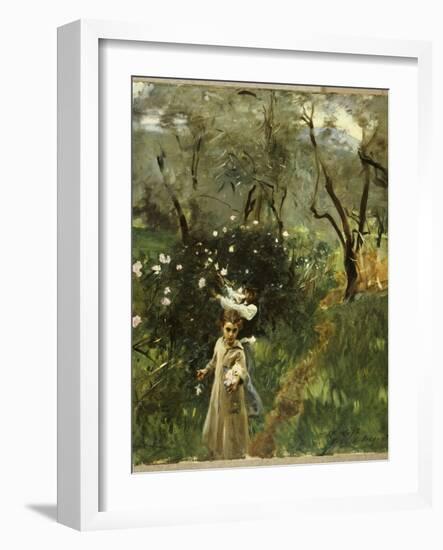 Gathering Flowers at Twilight-John Singer Sargent-Framed Giclee Print