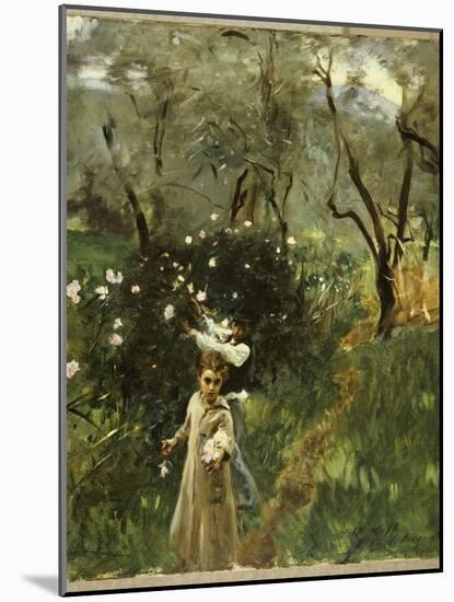 Gathering Flowers at Twilight-John Singer Sargent-Mounted Giclee Print