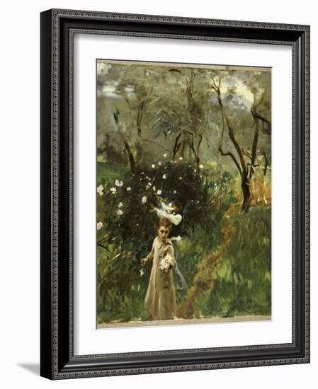 Gathering Flowers at Twilight-John Singer Sargent-Framed Giclee Print