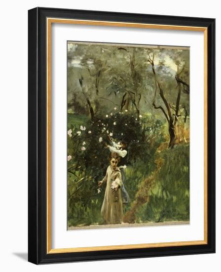 Gathering Flowers at Twilight-John Singer Sargent-Framed Giclee Print