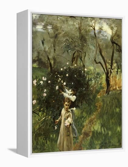 Gathering Flowers at Twilight-John Singer Sargent-Framed Premier Image Canvas