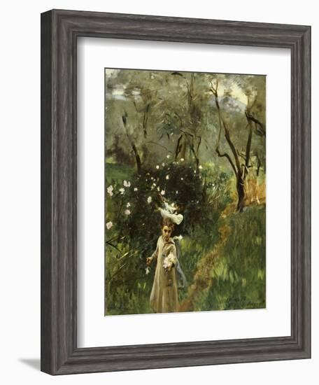 Gathering Flowers at Twilight-John Singer Sargent-Framed Giclee Print