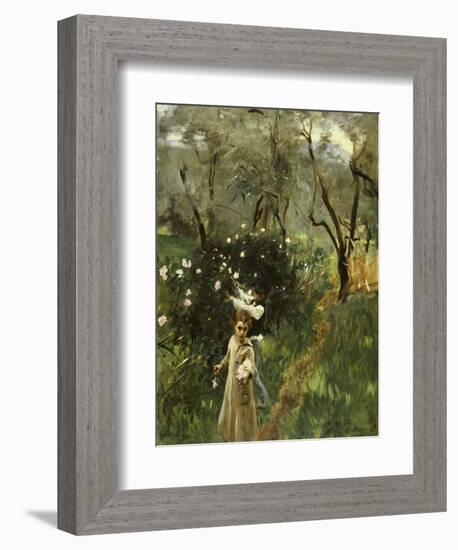 Gathering Flowers at Twilight-John Singer Sargent-Framed Giclee Print