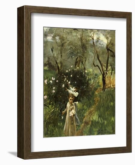 Gathering Flowers at Twilight-John Singer Sargent-Framed Giclee Print