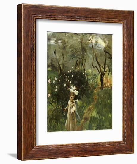 Gathering Flowers at Twilight-John Singer Sargent-Framed Giclee Print